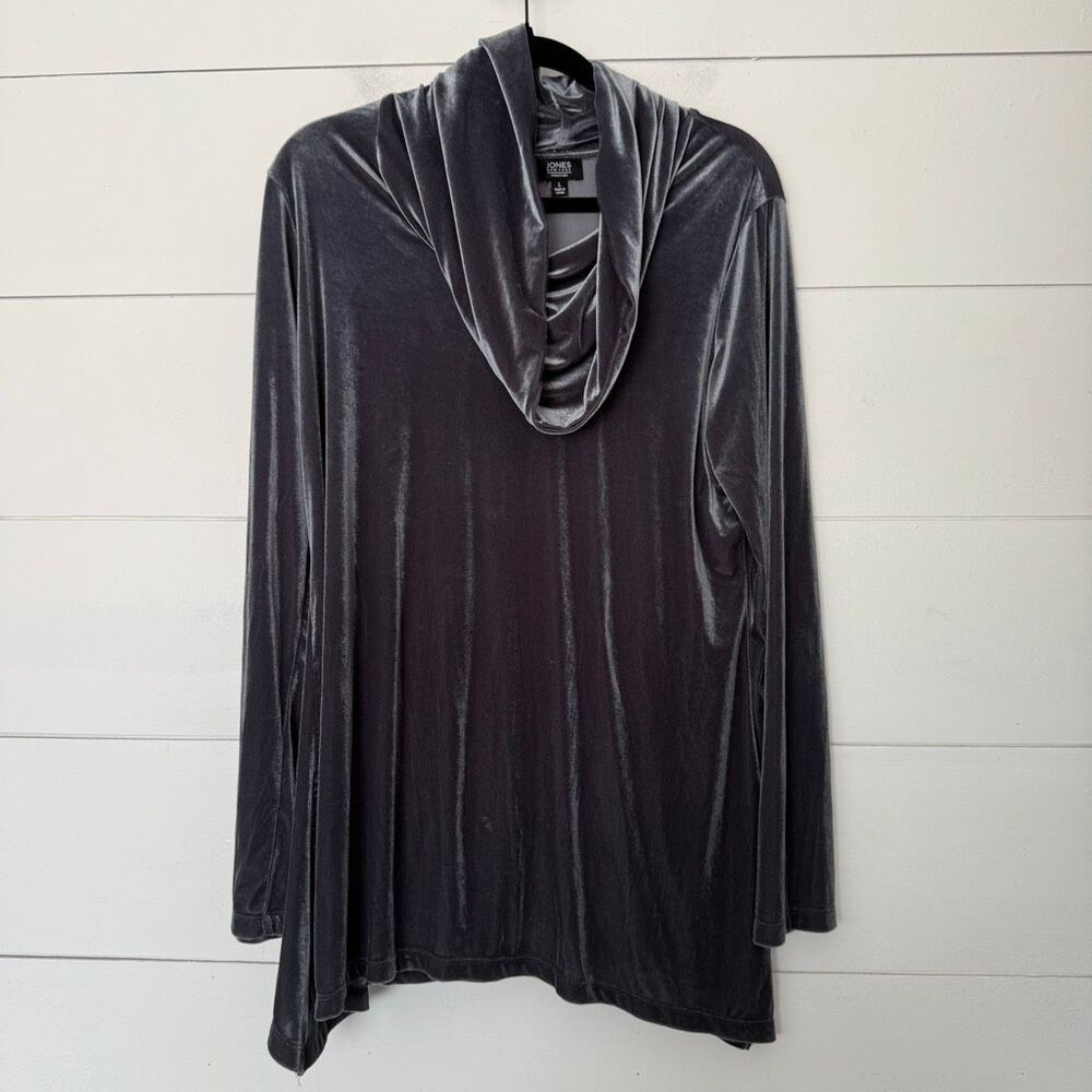 Jones New York Women’s Large Grey Velvet Cowl Neck Sweater